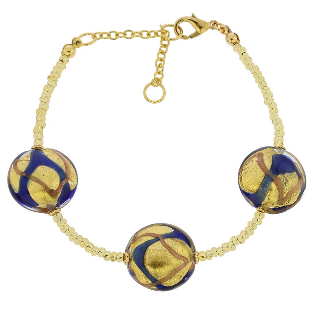Glass Of Venice Murano Glass Royal Bracelet - Blue Waves Gold
