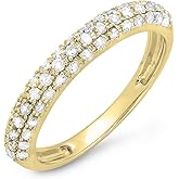 Dazzlingrock Collection 0.43 Ctw 14K Real Solid Gold Round White Natural Diamond Women Wedding Band Stackable Ring