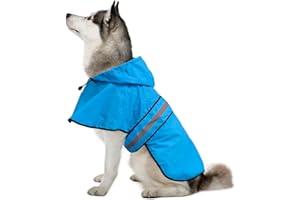 Weesiber Dog Raincoat, Adjustable Waterproof Dog Rain Jacket Poncho with Reflective Strip and Leash Hole, Lightweight Pet Rain Coat for Small to X-Large Doggos (XL, Blue)