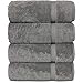 Premium Turkish Cotton 4-Piece Bath Towels for Bathroom, Gray
