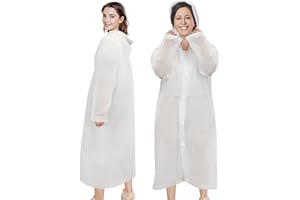 WkrCyncharis Rain Ponchos for Adults Reusable (2 Pack), Waterproof EVA Raincoats with Hood & Drawstring for Women & Men