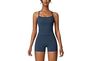 ABOCIW Workout Sets for Women 2 Piece Padded Sports Bra Tank High Waist Booty Gym Shorts Active Yoga Outfits