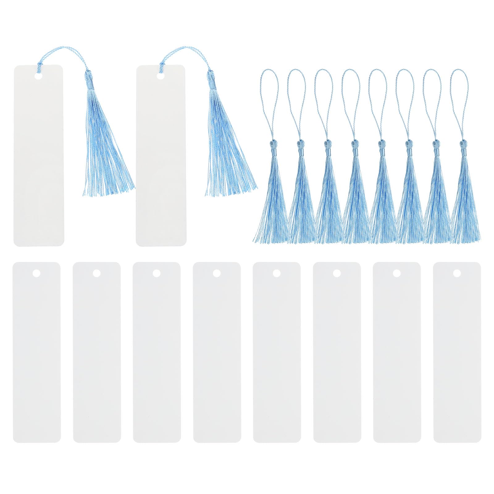 PATIKIL 4.72" x 1.3" Blank Metal Bookmark, 10 Pack Heat Transfer Rectangle Book Marks Page Markers Tassel for Women Book Lover DIY Project Gift, Sky Blue
