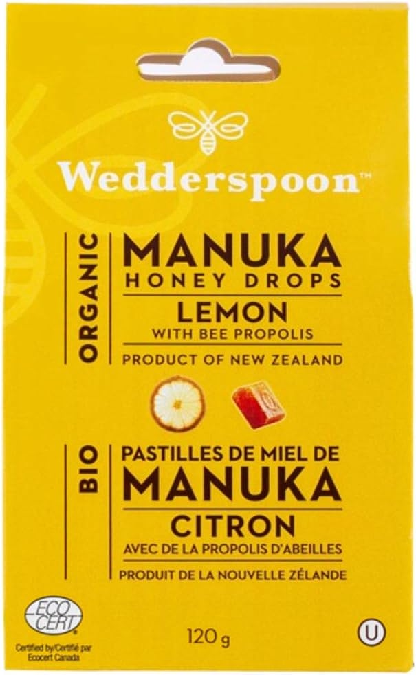 WEDDERSPOON Organic Manuka Honey Drops (Lemon - 120 Gr) 3-Pack