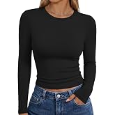 Trendy Queen Womens Long Sleeve T Shirts Fall Fashion Basic Y2K Tops 2026 | Buttery-Soft, Super Stretchy, Fitted Cute Tops, G
