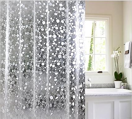 Yellow Weaves PVC Waterproof 3D Shower Curtain with 8 Hooks,(54X84-Inch, Transparent)