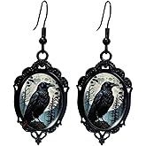 Gothic Mystery Witch Cameo Earrings,Vintage Crystal Glass Witch Dangle Earring Punk Style Mystery Earrings Goth Victorian Earring Halloween Jewelry for Women