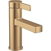 Moen Beric Bronzed Gold Modern One-Handle Single Hole Bathroom Faucet with Drain Assembly and Optional Deckplate for Your Bath Sink, 84774BZG