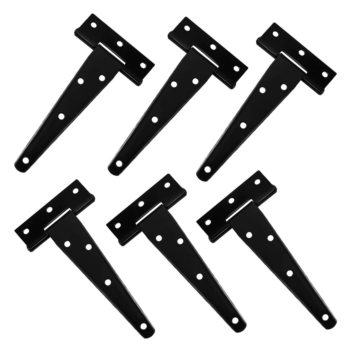 DOITOOL 6 Pieces Black T Hinge Stainless Steel Door Hinge for Wooden Fences or Metal Gates Iron rustproof barn Door Hinges Door Hinge Black (5 inches)