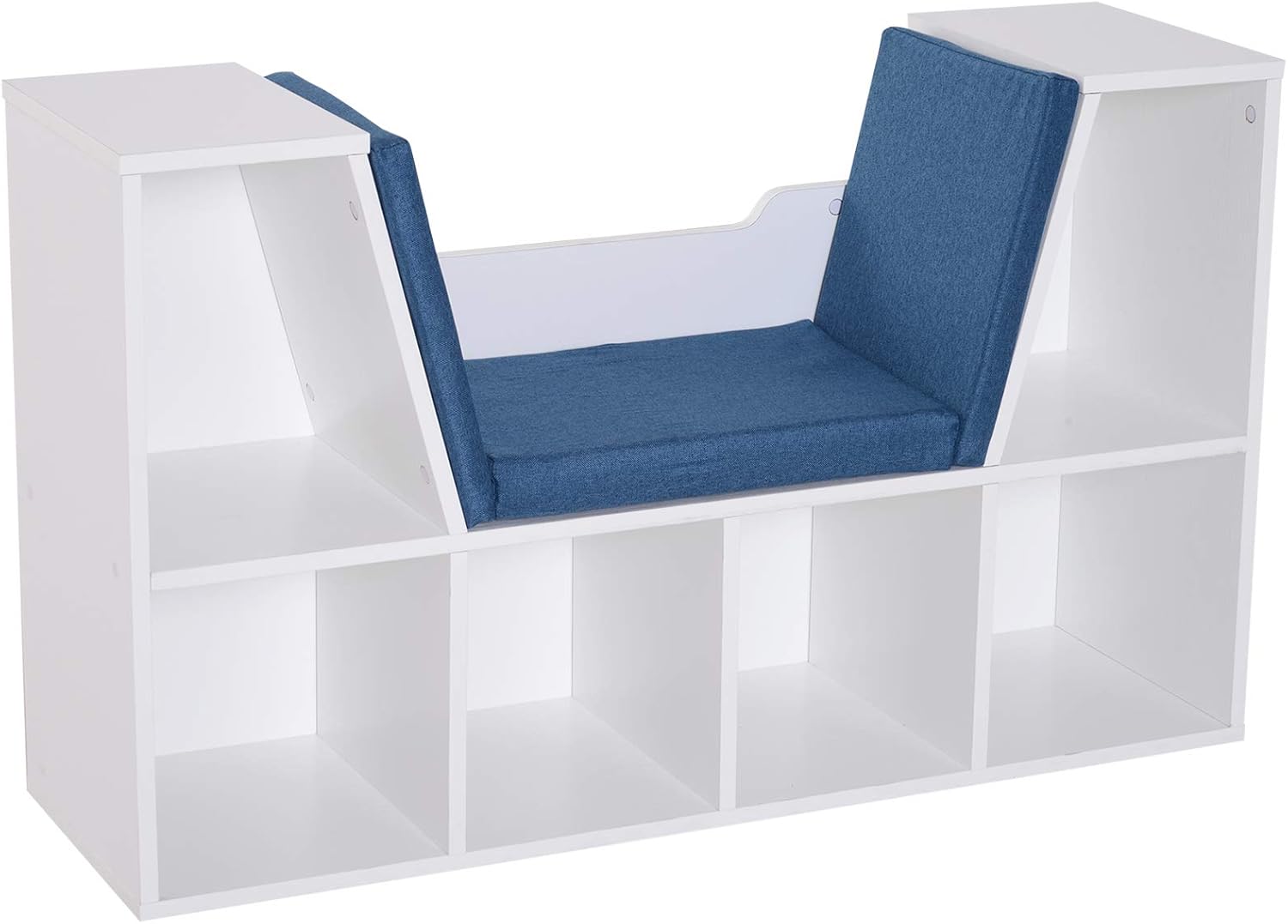 6Cubby Kids Bookcase w/Cushioned Seat Reading Nook Multi