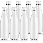 Volhoply 17oz Stainless Steel Water Bottles Bulk, Leakproof Insulated Metal Water Bottle for Sports, Travel, Adult, Available in Packs of 1, 4, or 8（White,8 Pack）