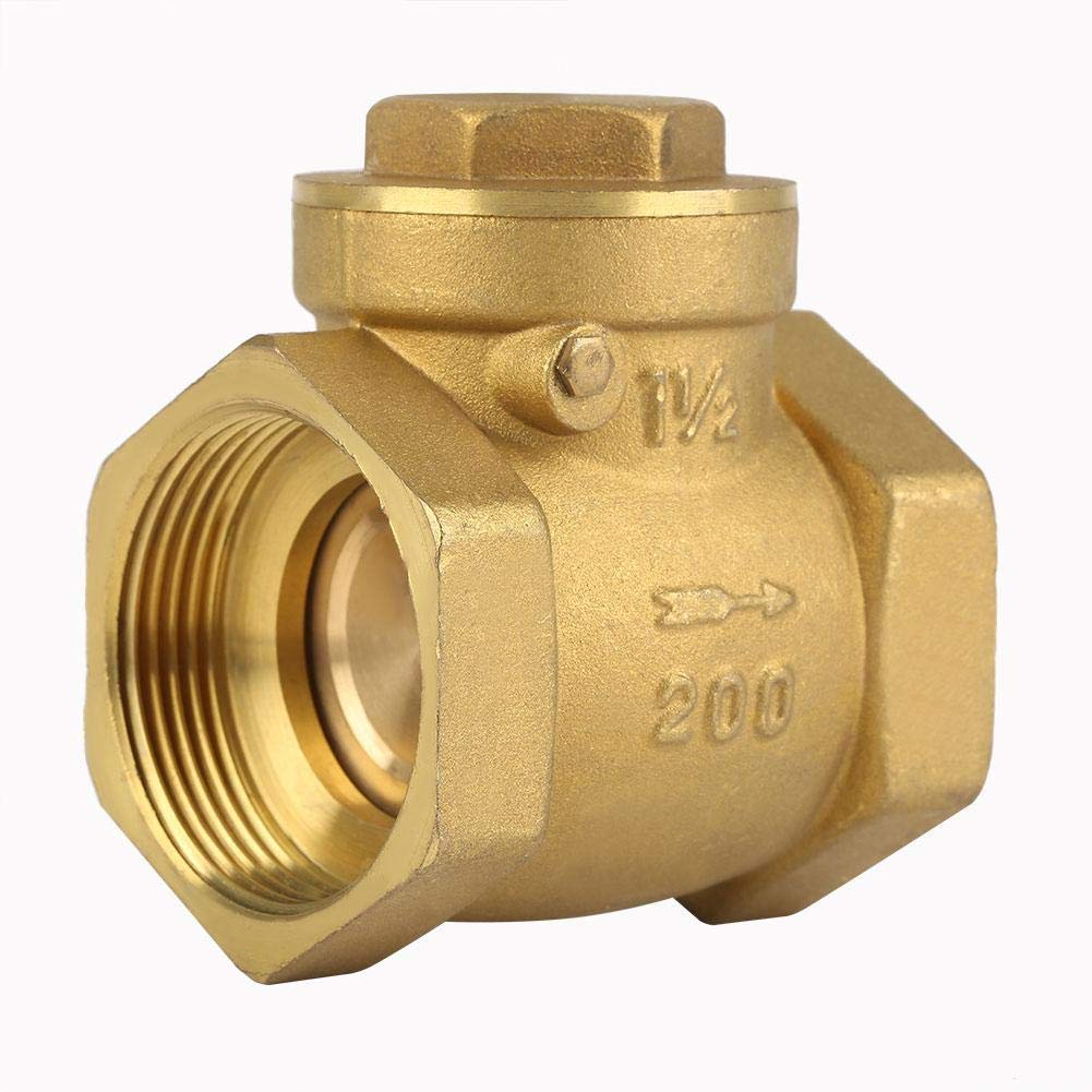 Check Valve, BSP 1-1/4" Brass Swing Check Valve, One-Way Swing Check Valve for Water, DN32 Female Thread, Pressure 232PSI