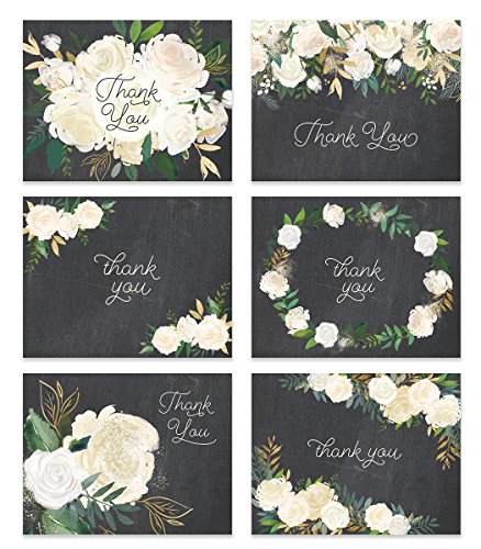 Premium Wedding Thank You Cards ( Set of 48 ) All Occasion Assorted Bridal Shower Shabby Chic Chalkboard Note Card Variety Pack with Envelopes, Blank Inside Excellent Value by Digibuddha VTA0001