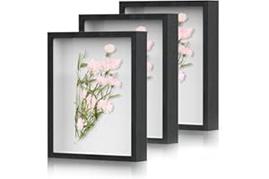 SMZCTYI Shadow Box Frame 8x10 - 3 Pack Wood Deep Shadowbox with Glass Shadow Boxes Display Cases Suitable for Photos, Dried Flowers, Handicrafts Picture Frames for Wall (Black)