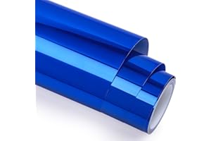 GIRAFVINYL Blue Chrome Vinyl, Chrome Permanent Vinyl Roll - 12" x 6ft Metallic Blue Vinyl for Cup, Sign, Windows, Home and Car Decorations,
