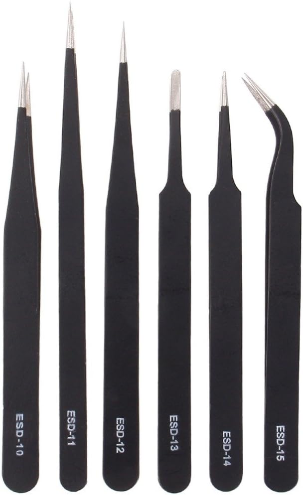 Eyebrow Tweezers, Precision Tweezers Set, Anti-Static Stainless Steel Tweezers, Eyelash Curlers,Repair Maintenance Eyelash Extension Tools, Nail Sticker Rhinestone Picker,Makeup Tool,6pcs (Blcak)