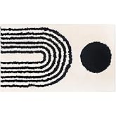 LABEND HOME Boho Bathroom Rug 20”x31.5” - Black and Ivory Abstract Rainbow Arches Bath Mat - Mid Century Modern Geometric Art - Non-Slip Machine Washable - Bohemian Decor Dorm Room Rug
