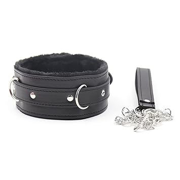 Hanyi SM Halsband mit Leine Damen Männer Einstellbar Plüsch Halsbänder mit Kette Fetisch SM Sexspielzeug (Schwarz)