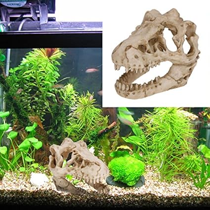 Alotm Aquarium Decorations Skull Cave Resin Artificial Dinosaur