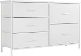 Nicehill White Dresser 5 Drawers Modern Wood Top Steel Frame 30x100x61