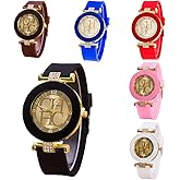CdyBox 6 Assorted Ladies Women's Wrist Watch Rhinestone Crystal Watch Silica Gel Wristwatch