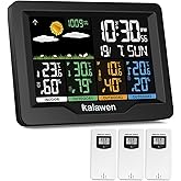 Kalawen Home Wireless Weather Station Multiple Sensors with Atomic Clock, Indoor/Outdoor Thermometer Wireless Humidity Barometer Monitor