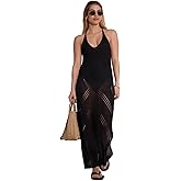 Gottex Beach Life Geometric Crochet Maxi Dress Cover-Up - One Size Fits Most, V Neck, Maxi Length with Side Slits