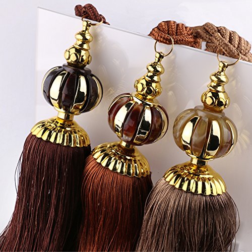 BERTERI 1 Pair Window Curtain Tassel Tiebacks, Elegant Black Curtains Hanging Ball Holdback Living Room Supplies Window Treatment Accessories
