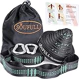 Soufull XL Hammock Straps Outdoor Tree Straps with 2 Carabiners,40 Loops Combined 20Ft Long,1400LBS Breaking Strength,Tree Friendly,Quick&Easy Setup