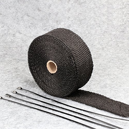 Egal 5m 10m Motorcycles Exhaust Front Pipe Cloth Roll Motorbike Anti-hot Wrap Heat Manifold Insulation Cloth Roll black 1.5mm50mm10m - Thumbnail 3