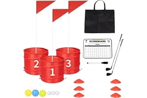 WODGOD 3 Holes-Outdoor Backyard Golf Game Set,Outdoor Yard Golf Chipping Game with 2 Clubs,Ball and Flag,Fun for All Crowd, Perfect for Beach,Park,Lawn and Camping