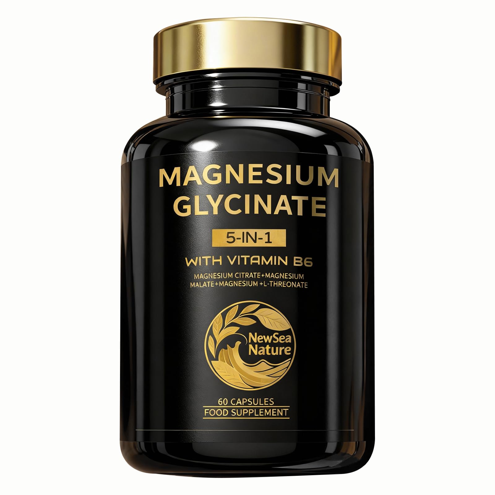 Magnesium Glycinate Supplements 800mg Glycinate,300mg Citrate,200mg Malate,150mg Gluconate Magnesium Complex | 282mg Elemental Mg | with Vitamin B6 | High Absorption | 60 Vegan Tablets | Gluten-Free