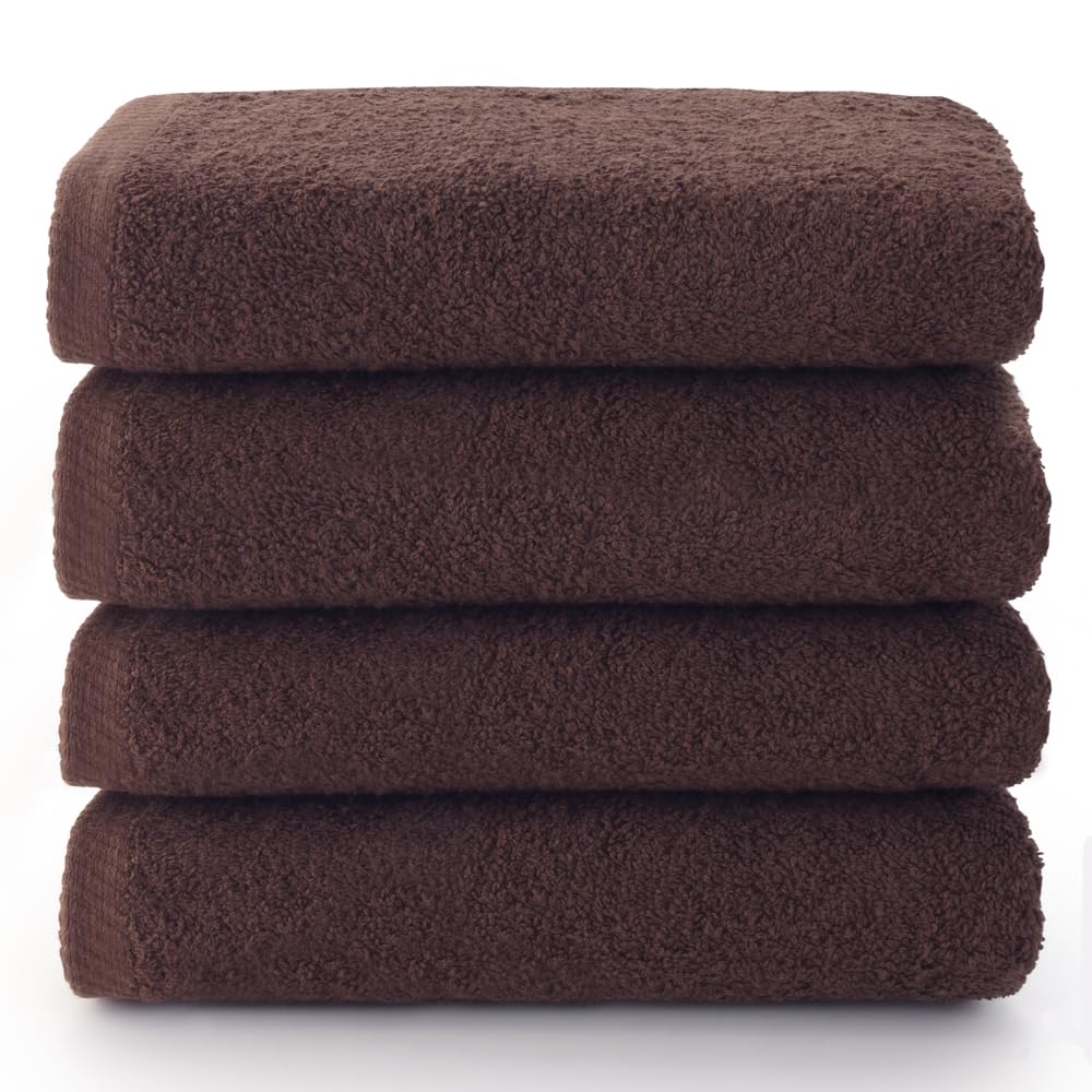 Top Towel - Plus - Bath towels - 4 face towels or bidet - 30x50cm - 100% cotton - Brown