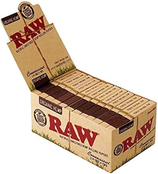 1 box RAW CONNOISSEUR size 1 1/4 Unrefined ORGANIC Hemp Rolling