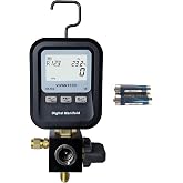 VIVANTECH Digital Gauge HVAC, R22, R134A, R410, R502, R1234Y Vacuum Pressure High-Accuracy Manifold Gauge for AC, Refrigeration and Leak Detection with Backlit LCD, 24 Refrigerants Database