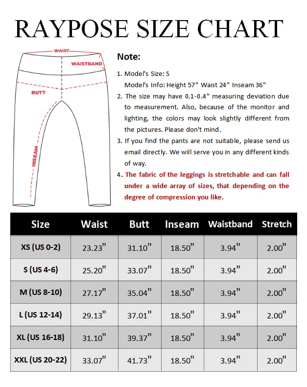 RAYPOSE Women's Workout Leggings for Women with Pockets Tummy Control