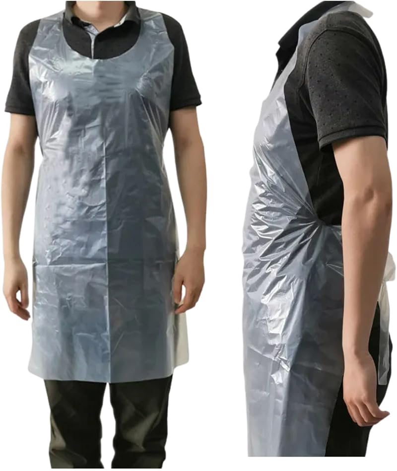 HOT BARGAINS 100x White Disposable Polythene Aprons Food Safe Adult 70x120cm