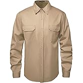 SKSAFETY 7oz FR Shirts for Men, Welding Shirt Hi Vis Flame Resistant 100% Cotton Fire Retardant Longsleeve Shirt CAT2