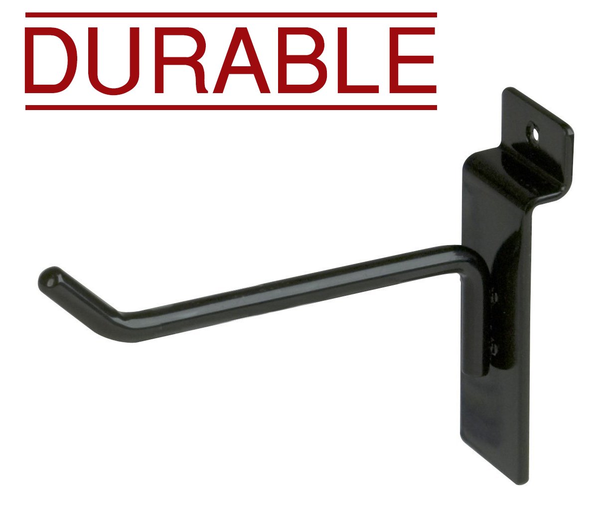 Econoco 4” Black Deluxe Hooks, Slatwall Hooks, Hook for Slatwall