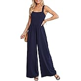 CUPSHE Women's Romper Square Neck Sleeveless Jumpsuit Straight leg Outfit Casual Dressy