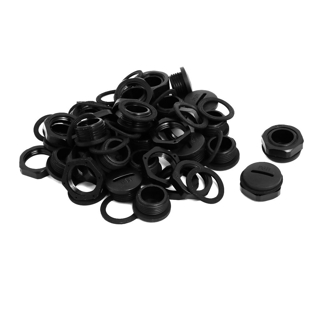 Sourcingmap PG11 Nylon Male Threaded Cable Gland Screw End Cap Cover Black 20pcs