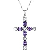 STARCHENIE Cross Necklace for Women 925 Sterling Silver Crucifix Pendant Necklaces Birthstone Jewelry Religious Gift for Her