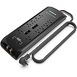 Monster Black Heavy Duty Surge Protector Power Strip 6 ft Cord with 10 120V-Outlet Extension, 2 Ethernet Switch Ports, 4050J