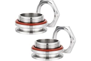 (2 pack) Hilangsan 1.5" Tri Clamp Weldless Bulkhead Stainless Steel Compression Bulkhead Fittings Homebrew Kettle Bulkhead 1.5 inch TC Bulkhead for Brew Kettle