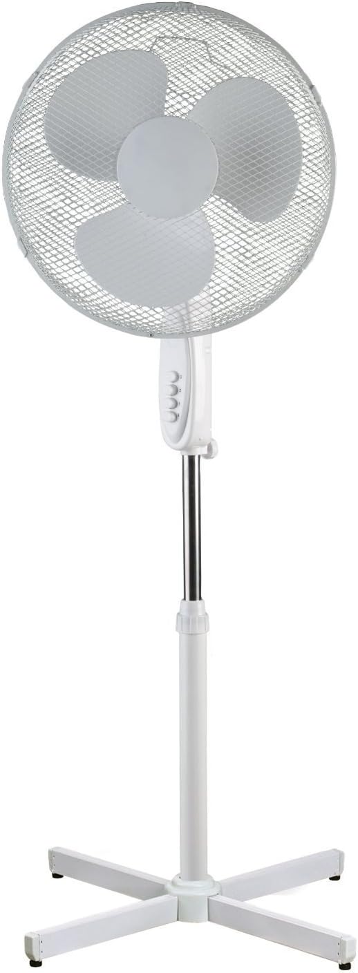 16" Standing Fan - 3 Speed Settings - Oscillating, White, Grande taille