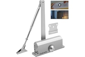 Onarway Automatic Door Closer Size-3: Hydraulic Slam-Free Soft Close, Adjustable Closing Speed, Quiet & Safe for Residential Home, Light Commercial & Office (95–128 lbs), Silver, Easy Install