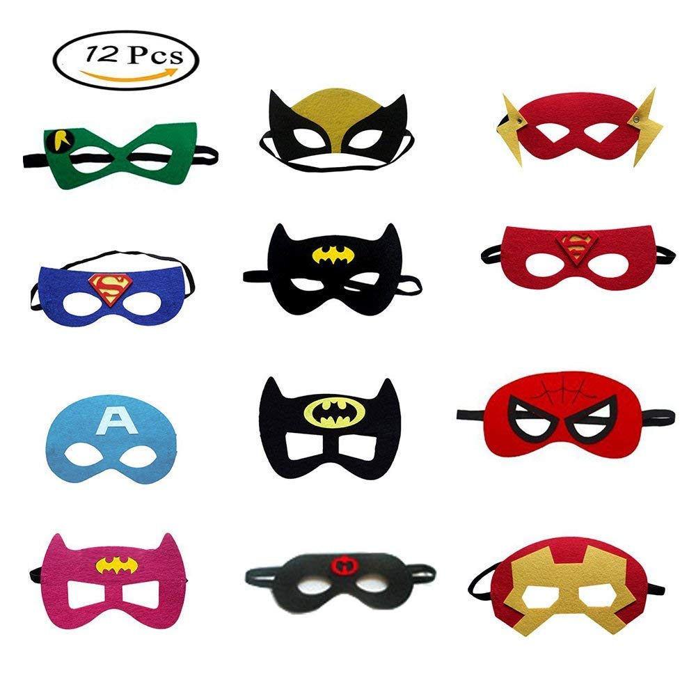 Morkia Masques de Super-Héros, 12pcs Masques pour Enfants Dress Up Masque de Super-héros Cosplay Pour Enfants Cadeaux D\'anniversaire et Fête d\'Anniversaire pour Filles, Garçons et enfants