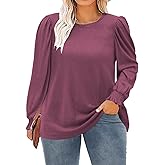 DOLNINE Womens-Plus-Size-Tops Dressy Puff Sleeve Casual Smocked Cuffs Tunic Shirts XL-5XL
