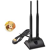 Eightwood WiFi Antenna with RP-SMA Male Connector, 2.4GHz 5GHz Dual Band | Magnetic Base Antenna for PC Desktop Computer, PCIe Bluetooth Card, Motherboard, WiFi Router