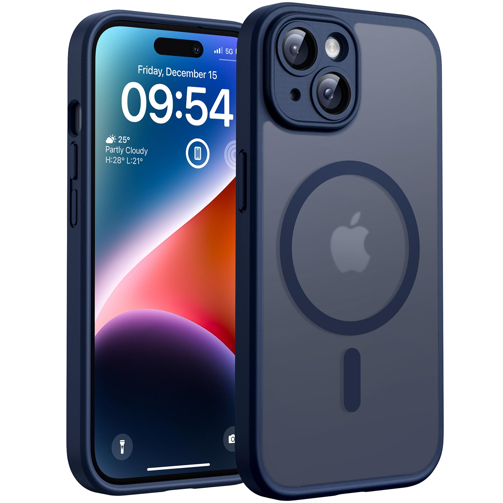 Photo 1 of TOCOL Magnetic for iPhone 14 Case, Upgraded Full Camera Protection, Compatible with Magsafe, Drop Protection, Translucent Matte Back Bumper Phone Cover 6.1-Inch (Dark Blue)